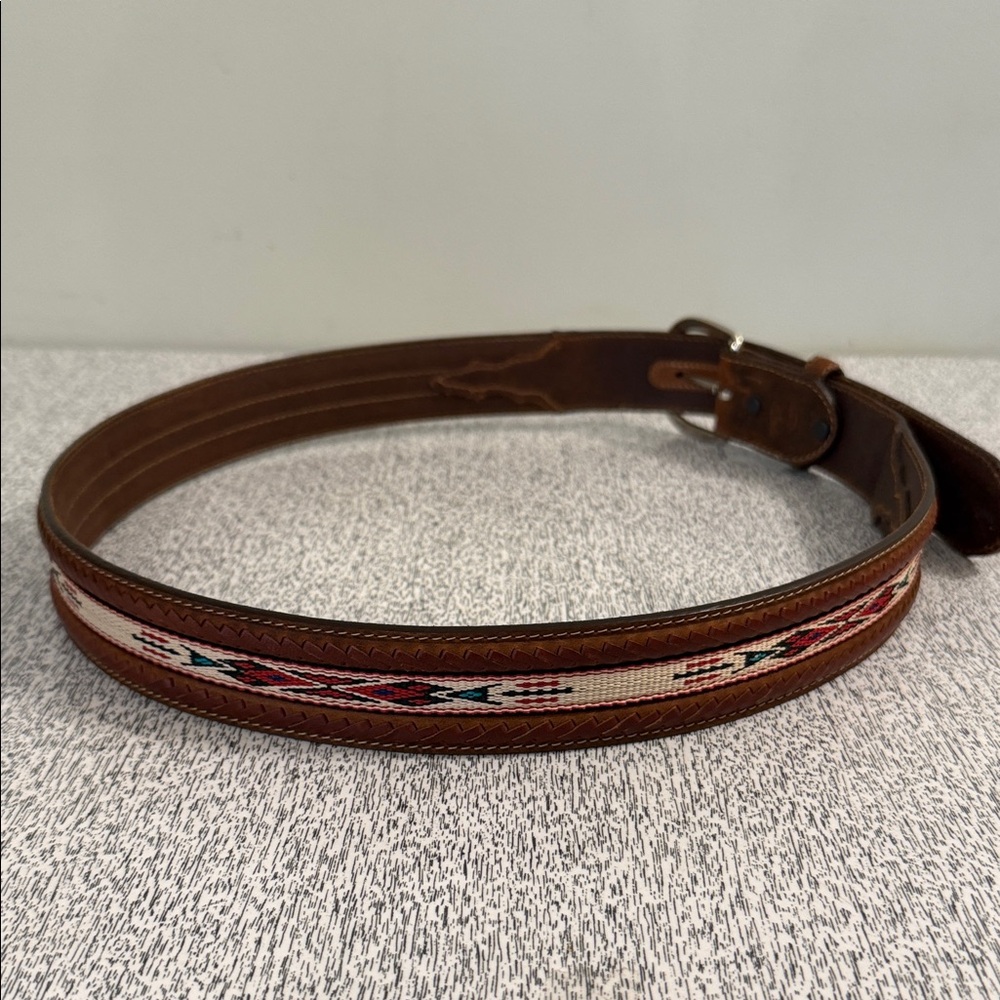 Silver Creek Classics Men’s Brown Western Belt w/Southwestern Embroidery Sz 38